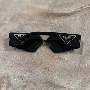BRAND NEW Auth Prada Angular Black Sunglasses #UNISEX Prada Eyewear Black Angular Rectangle Acetate Sunglasses Prada main image 3